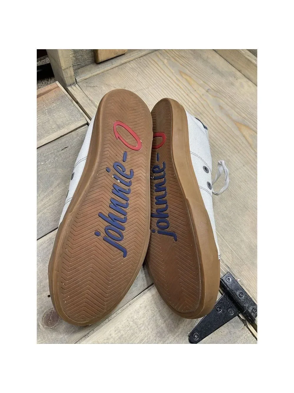 𝅺JOHNNIE-O Sail Away Sneakers White Canvas Men’s Size 8 Rubber Toe Preowned - Picture 7 of 9